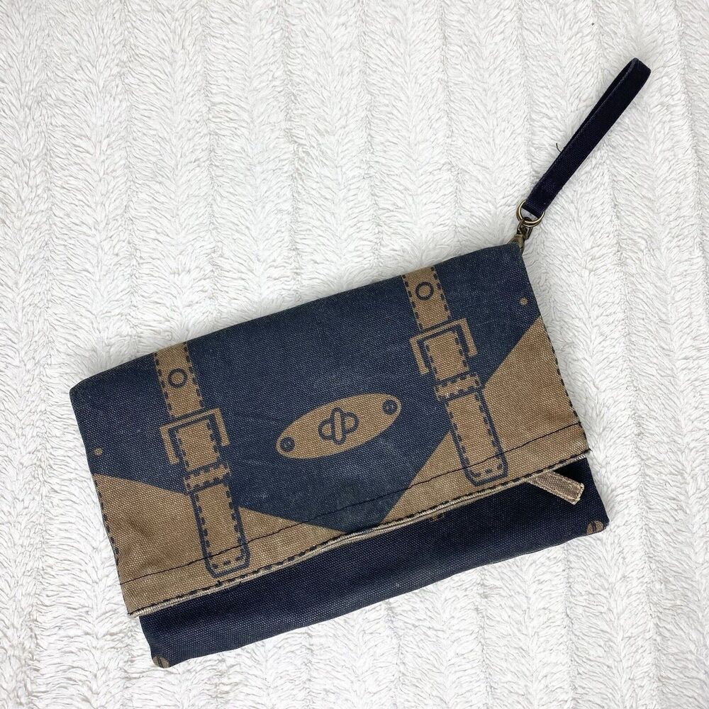 Urban Outfitters Cooperative Wristlet Cotton Clutch Fold‎ Over Magnetic Closure